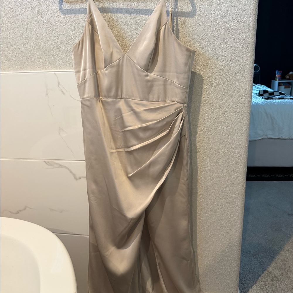 Azazie Cream Maxi Dress